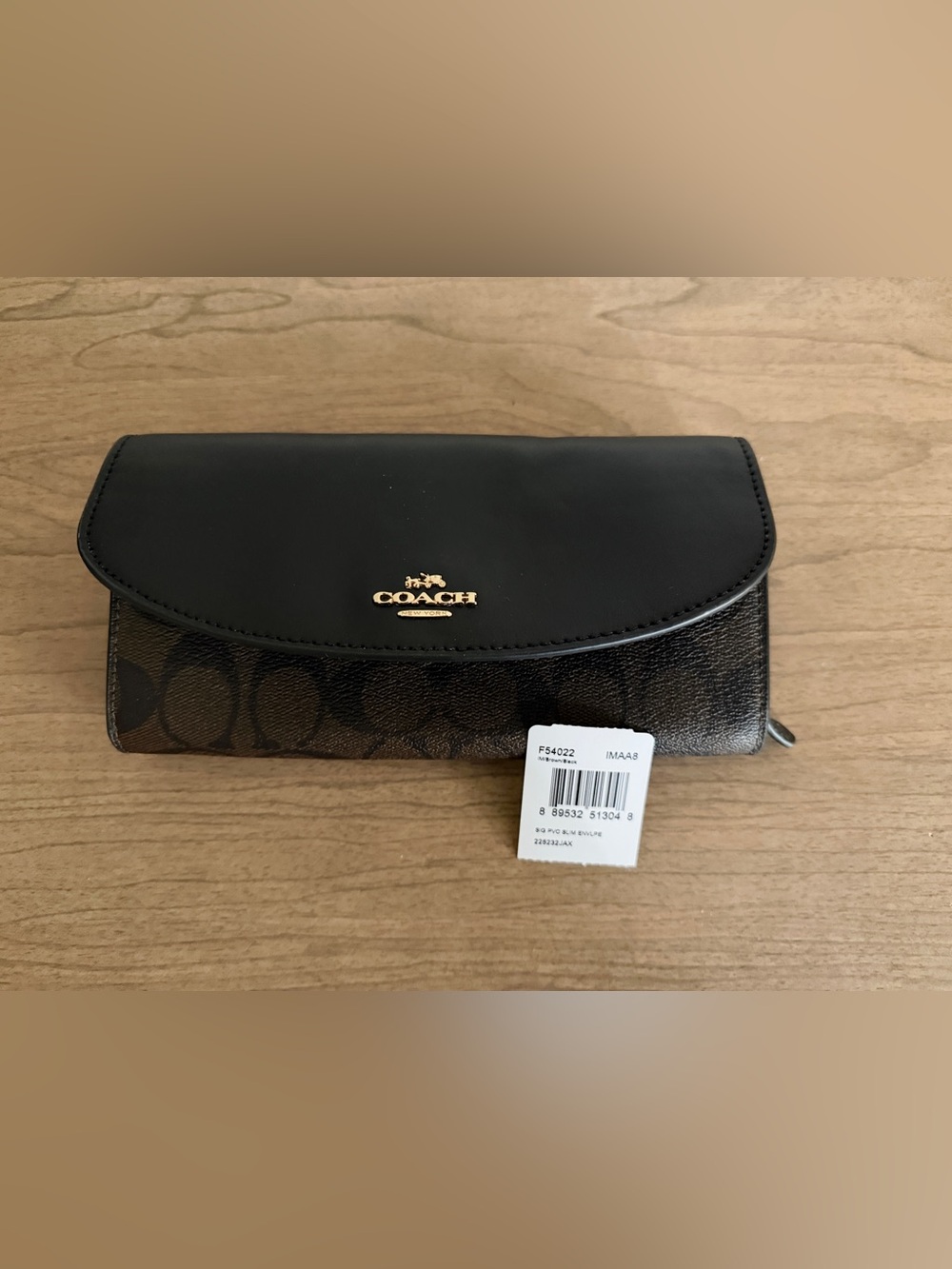 Coach Brown Signature Envelope Clutch